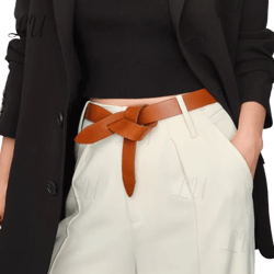 Handcrafted Knot-Tie Leather Belt with No Metal Buckle ,Minimalist Style Leather Knot Belt, Black Tie Belt for Women, Chic Black Dress Belt
