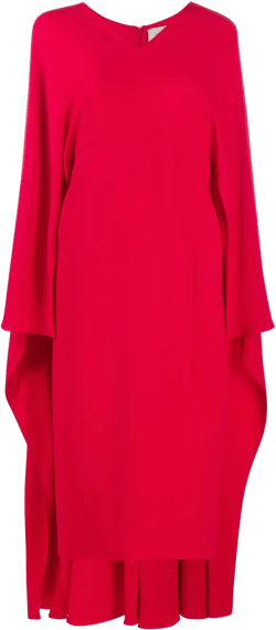cape-style V-neck silk midi-dress