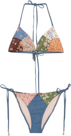 patchwork-print bikini set