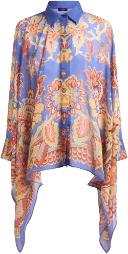floral-print poncho shirt