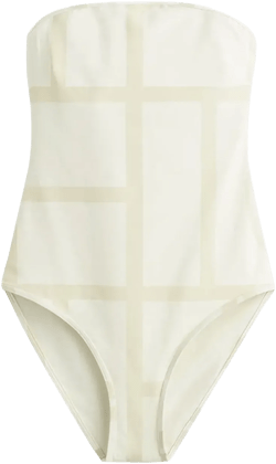 monogram strapless swimsuit
