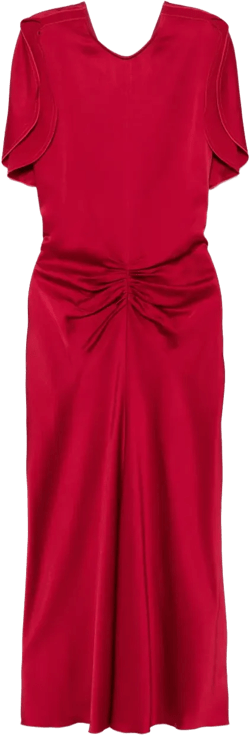 gathered-detail midi dress