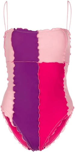 ruffled colour-block swimsuit