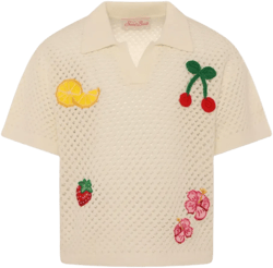 fruit-embroidered knit T-shirt