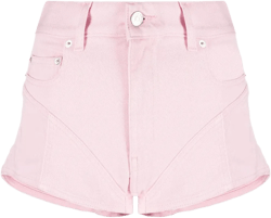 Spiral panelled denim shorts