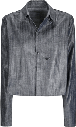 Medium Dark Wash Denim Cropped Jacket In Green