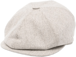herringbone-pattern baker boy hat