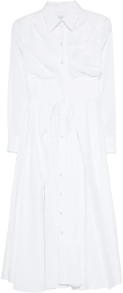 pleated midi shirt dress