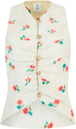 tulip-jacquard button-up vest