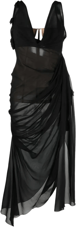 draped sheer silk dress
