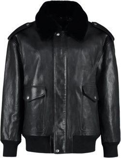 Leather Bomber Jacket In Black
