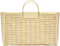 leather blockchain-weave tote bag