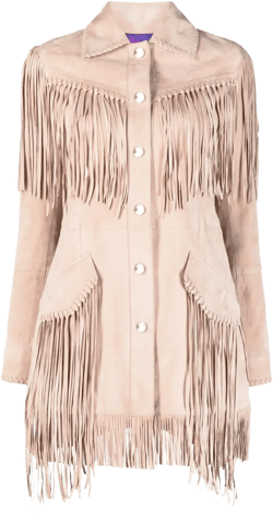 oversized fringed suede shirt jacket