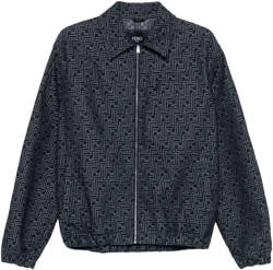 Embroidered Denim Bomber Jacket In Blue