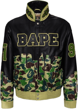 A Bathing Ape Men's Green X Jeff Hamilton Leather Jacket