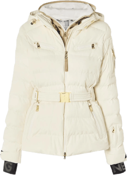 Bogner Women's Natural Ellya Layered Belted Quilted Ski Jacket