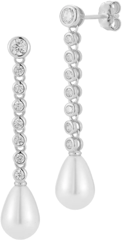 Rachel Zoe Women's White 14k Gold Plated Sterling Tennis Pearl Drop Earrings