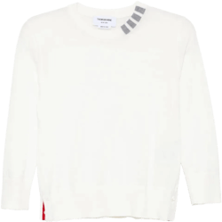 Thom Browne Women's White 4-Stripe Detail Sweater