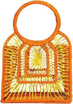 APAYA Women's Orange Olivia Small Straw Bag