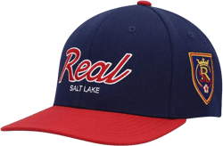 Men's Navy Real Salt Lake Team Script 2.0 Stretch Snapback Hat