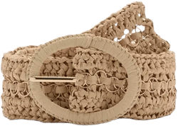 Mango Women's Natural Fiber Buckle Belt