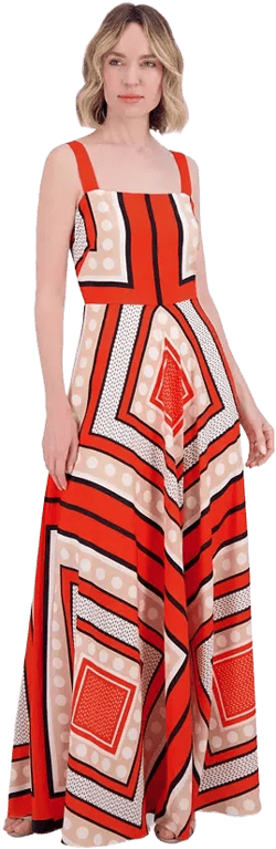Petite Printed Square-Neck Sleeveless Dress