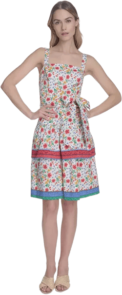 Petite Printed Square-Neck Sleeveless Dress