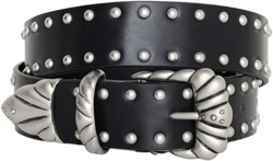 Women's Wide Studded Faux-Leather Western Belt 