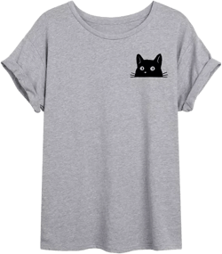 Trendy Juniors Peeking Cat Graphic Oversized Tee