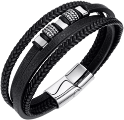 Black Nexus Multi Leather Stainless Steel Bracelet