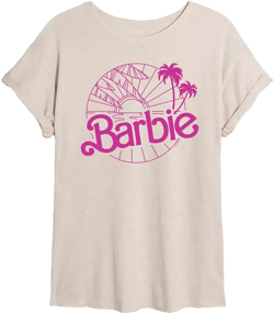 Trendy Juniors Barbie Beach Graphic Oversized Tee