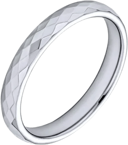 Multi Faceted Prism Cut Titanium Band Rings Silver Tone Comfort Fit 3MM