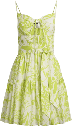 Women's Floral Belted Voile Sleeveless Dress