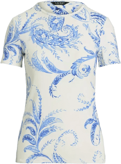 Lauren Ralph Lauren Women's Paisley Stretch Cotton Crewneck Tee