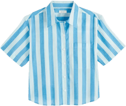 Women's Cotton Striped Short-Sleeve Shirt, Exclusively at Macy's