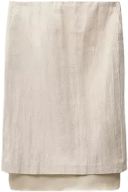 Mango Women's Combined Linen Blend Midi Skirts