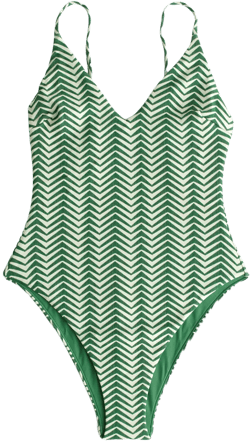Zulu & Zephyr Green Zig Zag One-Piece Swimsuit