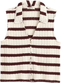 Crochet-Knit V-Neck Sweater Vest