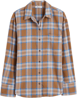 Relaxed Straight-Hem Button-Up Shirt in Plaid