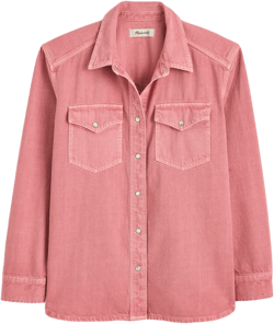 Oversized Western Shirt in Garment-Dyed Denim