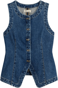 Denim Crewneck Vest in Concho Wash