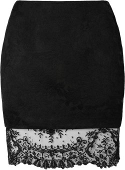 Lace-trimmed wool-jacquard mini skirt