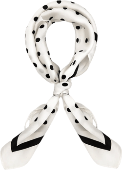 Cream Satin Boarder Polka Dot Neck Scarf