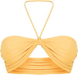Lemon Twist Halter Strap Bandeau Bikini Top