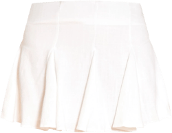 White Linen Look Pleat Detail Mini Skirt