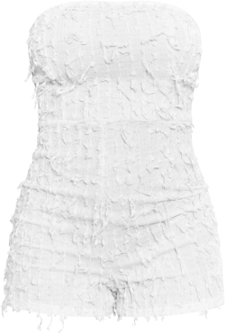 White Tassel Textured Bandeau Romper