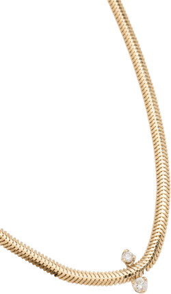 14k Gold Mixed Prong Diamond Snake Chain Necklace