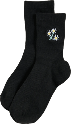 Triple Daisy Embroidered Crew Socks