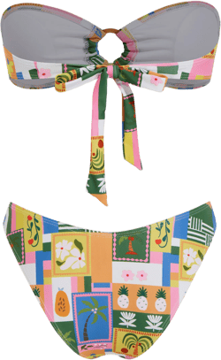 Bandeau Graphic O-ring Knotted Cheeky Bikini Set