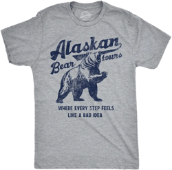 Mens Funny T Shirts Alaskan Bear Tours Sarcastic Graphic Novelty Tee For Men - Crazy Dog Men's T Shirt Light Grey M